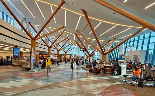 Group hiking in mountains